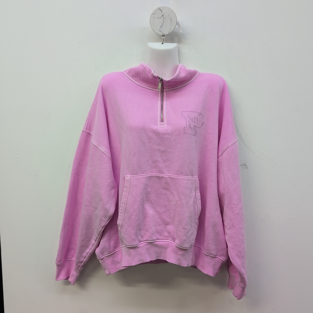 Victoria Secret PINK Campus Fleece Quarter Zip Sweatshirt XL Hushed Lilac